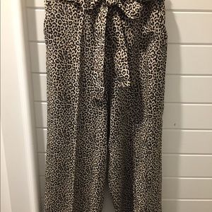 J.Crew Silk Cropped Pant in Cheetah Print